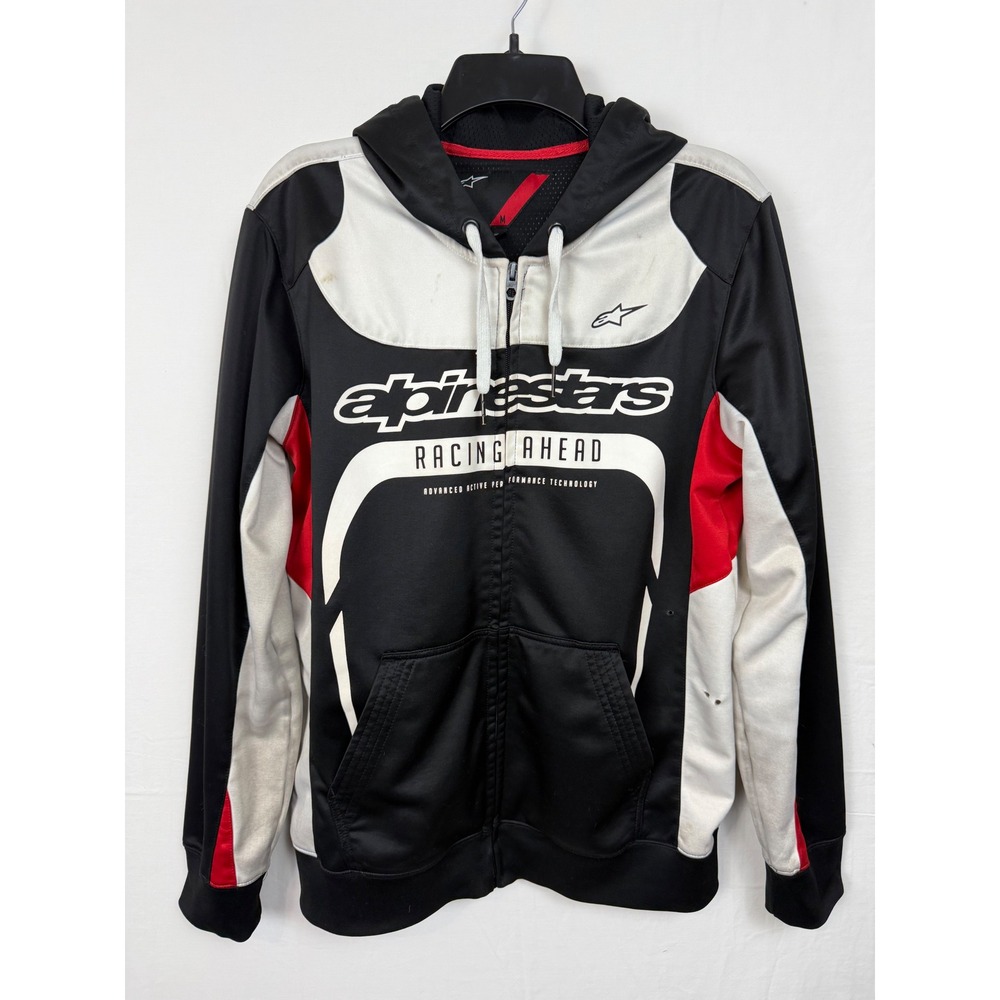 Alpinestars Mens Hoodie M Black Racing Ahead Zip Up Graphic Colorblock Jacket
